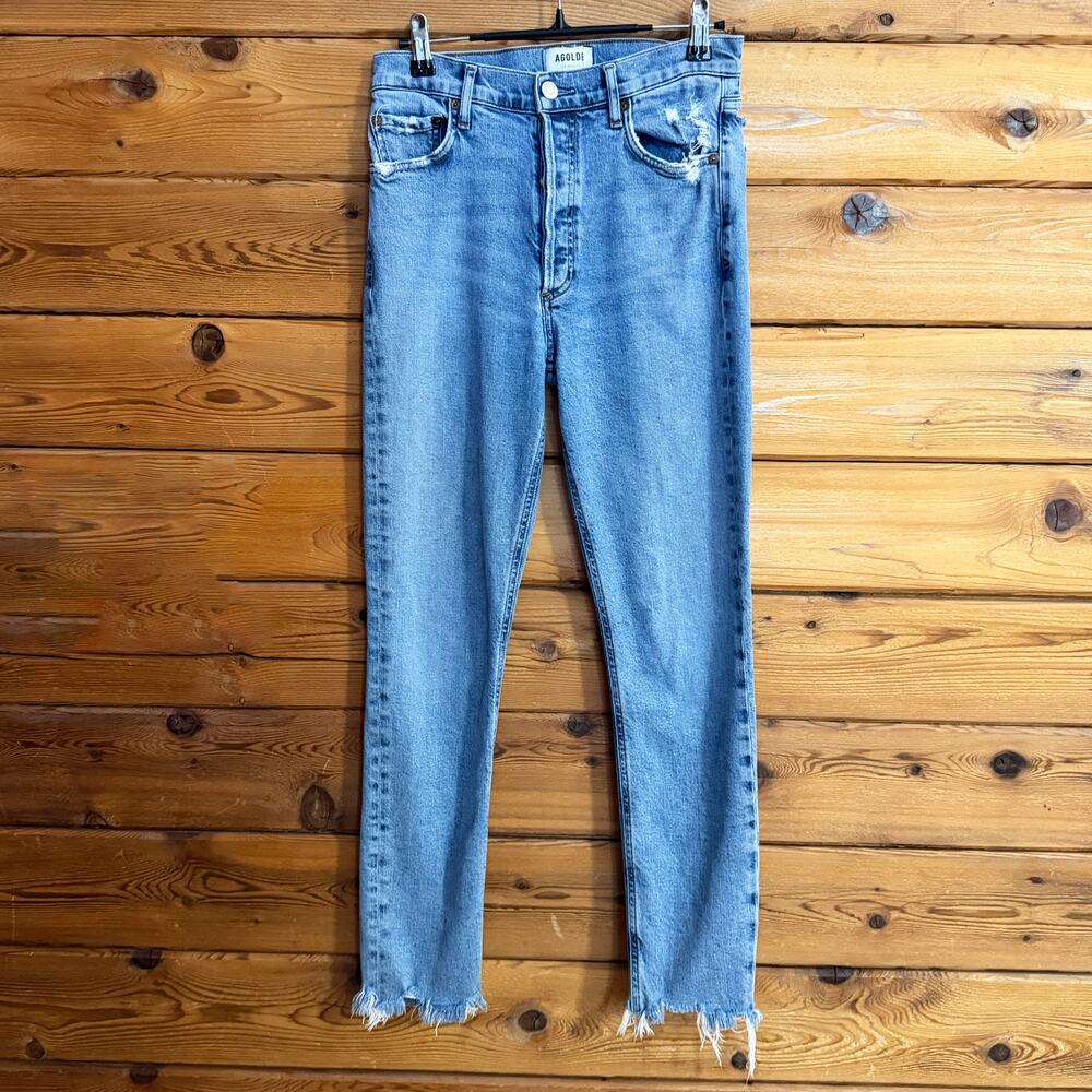 Agolde Nico High Rise Slim Fit Size 26 Distress
